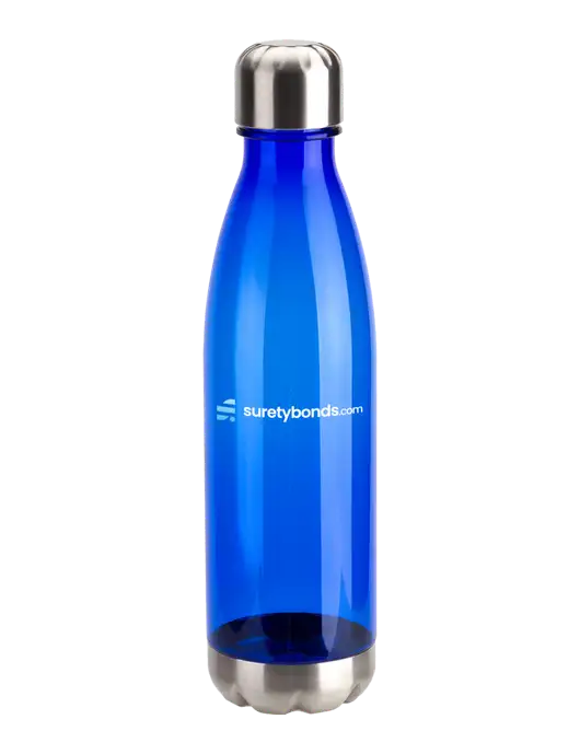 Bayside Tritan Blue 25 oz Bottle with Stainless Base and Cap w/SuretyBonds.com Logo