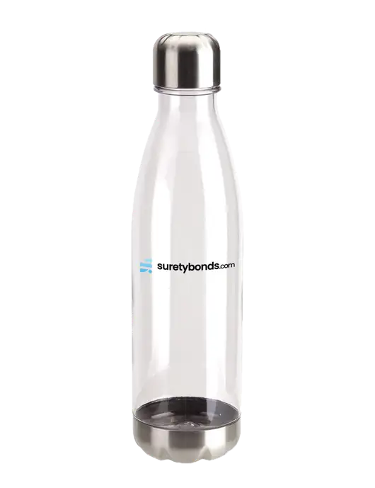 Bayside Tritan Clear 25 oz Bottle with Stainless Base and Cap w/SuretyBonds.com Logo
