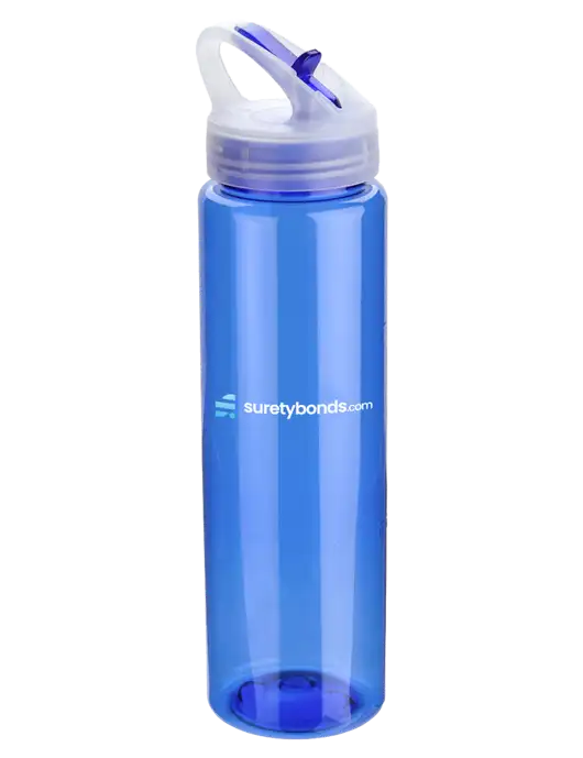 Buddy Blue 32 oz PET Bottle with Flip Lid w/SuretyBonds.com Logo