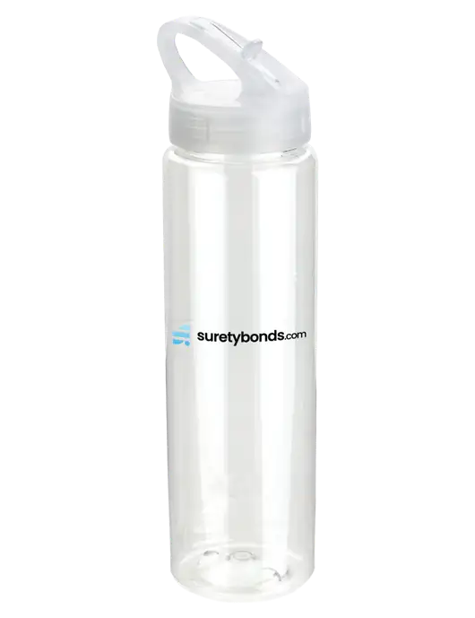 Buddy Clear 32 oz PET Bottle with Flip Lid w/SuretyBonds.com Logo