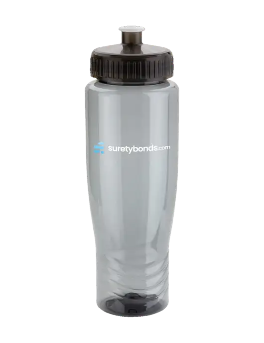 Roam Smoke 28 oz Eco-Polyclear Bottle with Push Pull Lid w/SuretyBonds.com Logo