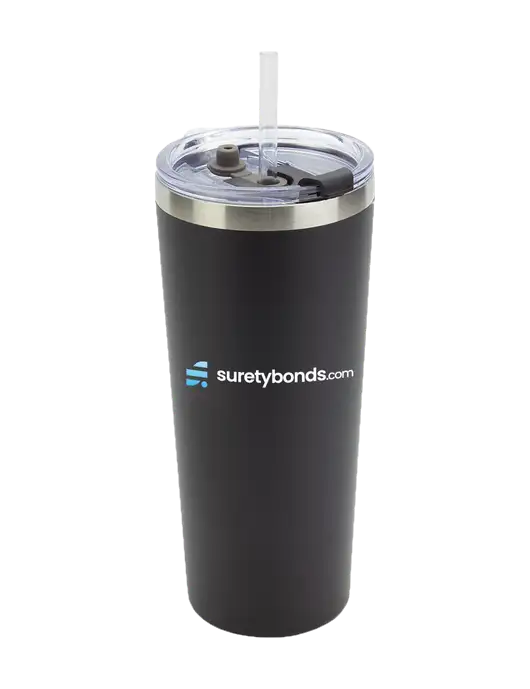 Brighton Black 20 oz Insulated Tumbler & Straw w/SuretyBonds.com Logo