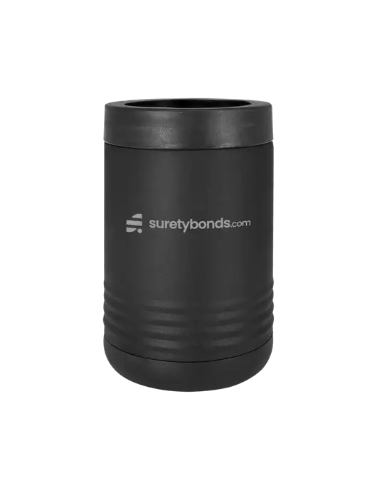 Polar Camel 12 oz Powder Coated Black Vacuum Insulated Beverage Holder w/SuretyBonds.com Logo