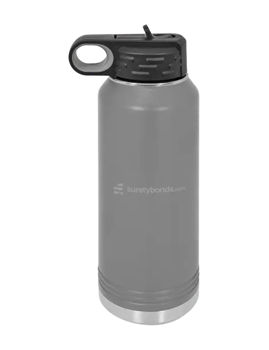 Polar Camel 32 oz Powder Coated Grey Vacuum Insulated Water Bottle w/SuretyBonds.com Logo
