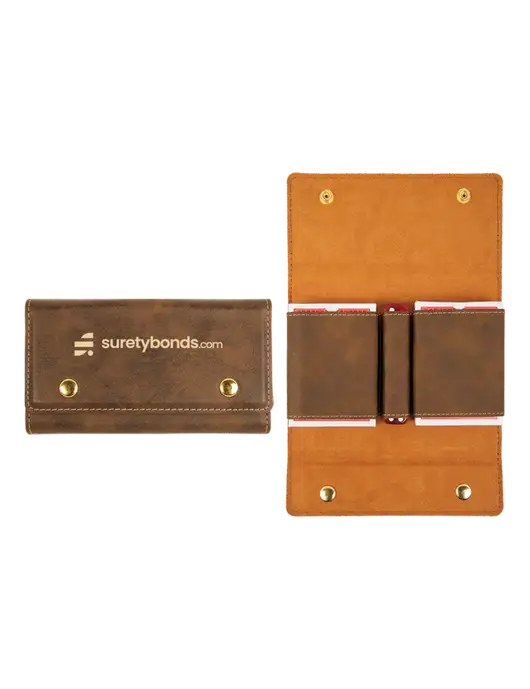 Rustic Leatherette Card & Dice Set w/SuretyBonds.com Logo