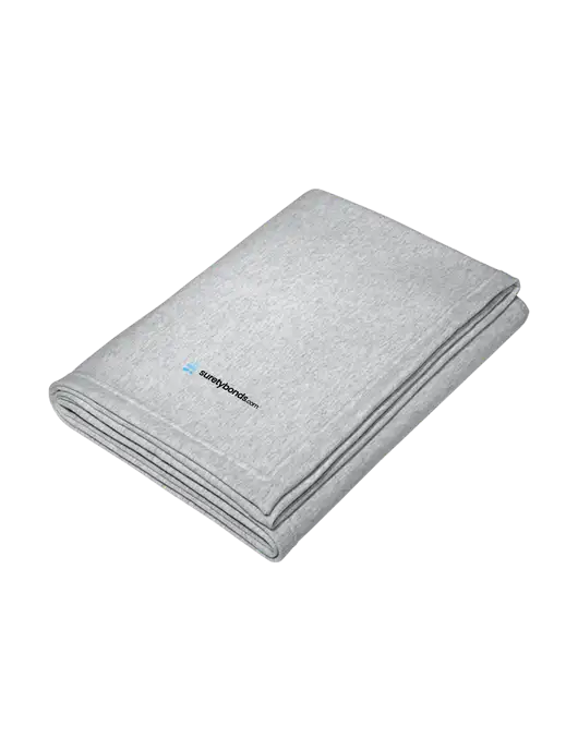 Core Light Grey Heather Fleece Sweatshirt Blanket w/SuretyBonds.com Logo