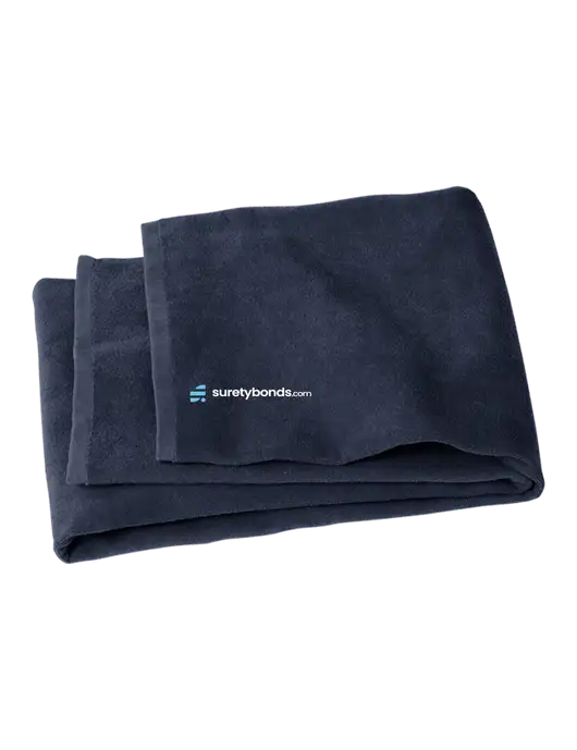 Navy Beach Towel w/SuretyBonds.com Logo