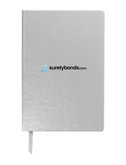 Achieve Silver Hardcover Journal, 5.5 x 8.37 w/SuretyBonds.com Logo