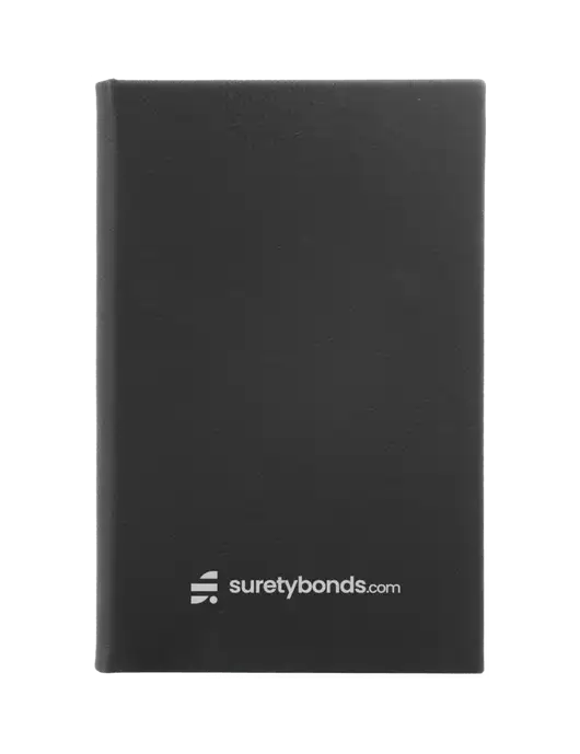 Black Leatherette 5.25 x 8.25 Journal w/SuretyBonds.com Logo