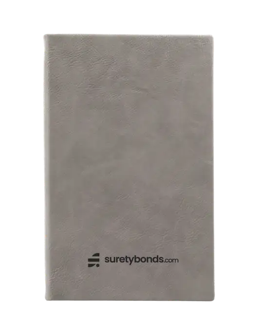 Grey Leatherette 5.25 x 8.25 Journal w/SuretyBonds.com Logo