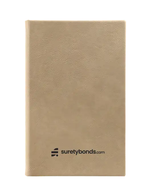 Tan Leatherette 5.25 x 8.25 Journal w/SuretyBonds.com Logo