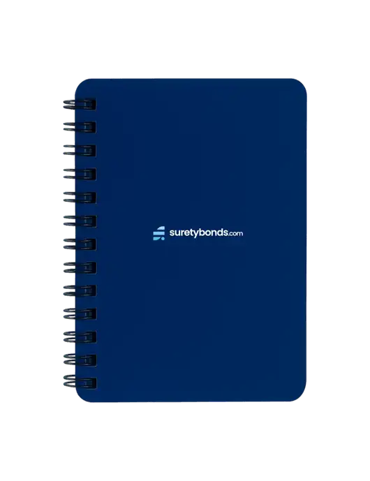 Sturdy Navy Blue Hardcover Notebook, 5.25 x 7 w/SuretyBonds.com Logo