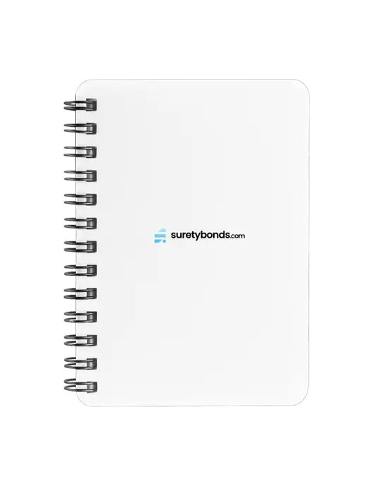 Sturdy White Hardcover Notebook, 5.25 x 7 w/SuretyBonds.com Logo
