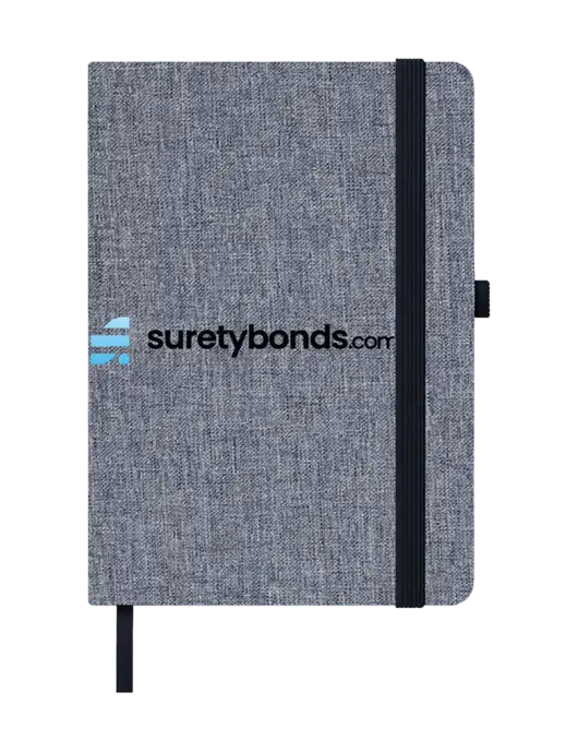 Twill Grey Heathered 5 x 7 Journal w/SuretyBonds.com Logo