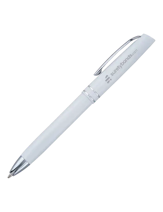 White Anguilla Black Ink Pen w/SuretyBonds.com Logo