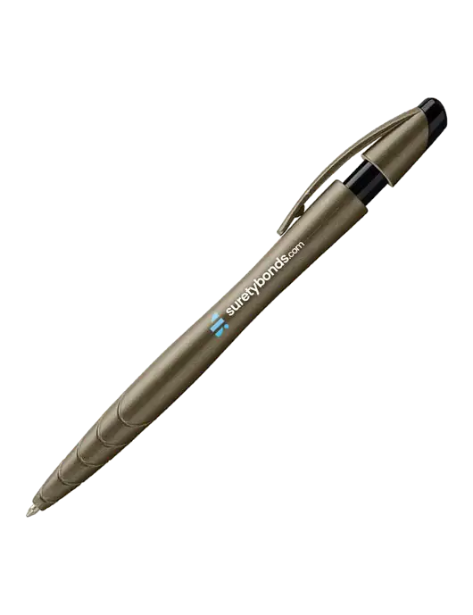 Awali Grey Metallic Pen - Black Ink w/SuretyBonds.com Logo