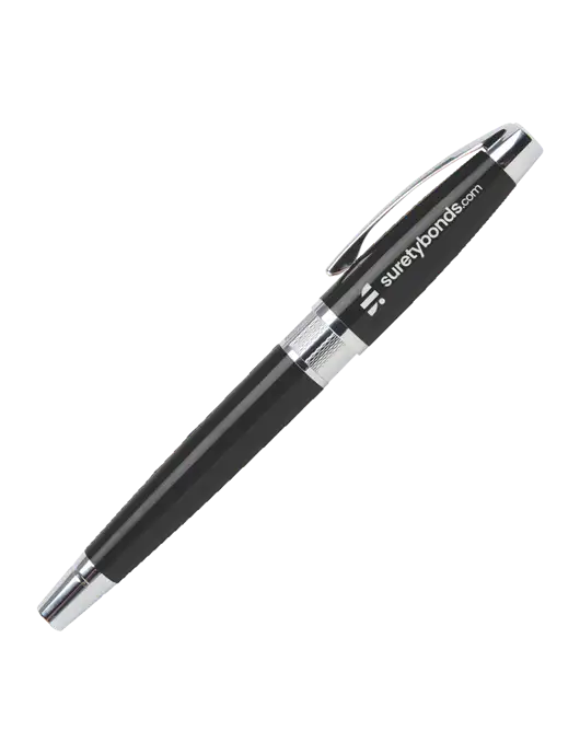 Masscotti Black Rollerball Pen - Black Ink w/SuretyBonds.com Logo