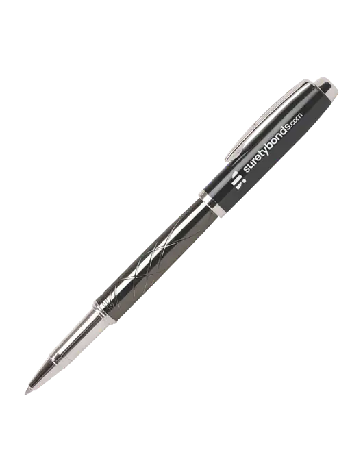 Modernist Black Rollerball Pen - Black Ink w/SuretyBonds.com Logo