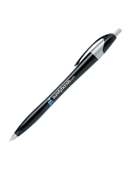 Novella Black/Silver Corporate Pen - Blue Ink w/SuretyBonds.com Logo