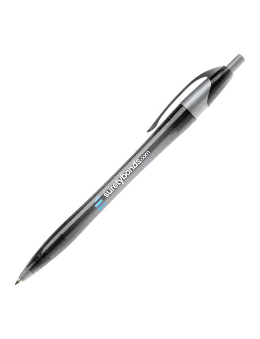 Novella Translucent Black/Silver Jewel Pen - Blue Ink w/SuretyBonds.com Logo