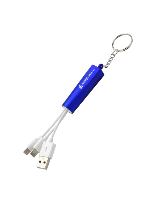 Blue Light-Up Charging Cable with Key Ring w/SuretyBonds.com Logo
