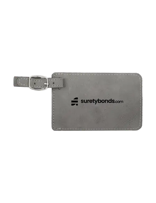 Grey Leatherette Luggage Tag w/SuretyBonds.com Logo