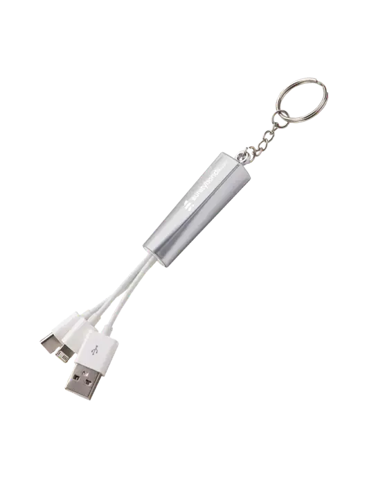 Silver Light-Up Charging Cable with Key Ring w/SuretyBonds.com Logo