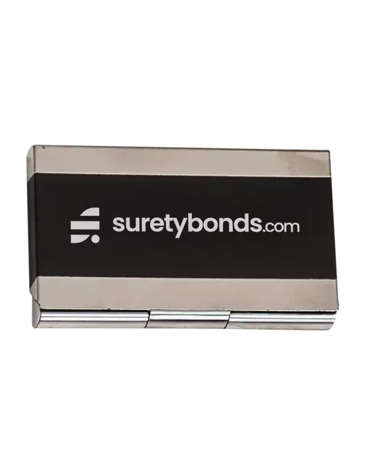 Black 3.75 x 2.5 Business Card Holder w/SuretyBonds.com Logo
