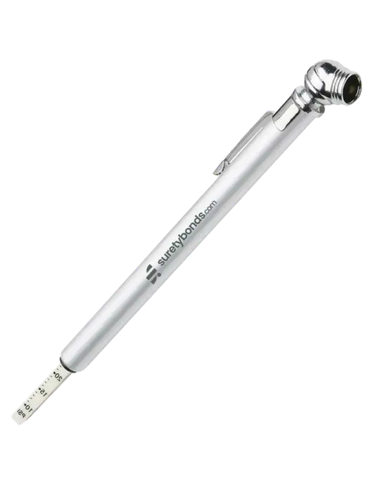 Quick View Silver Tire Gauge w/SuretyBonds.com Logo