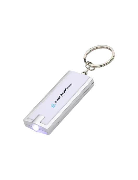Simple Touch White LED Keychain w/SuretyBonds.com Logo