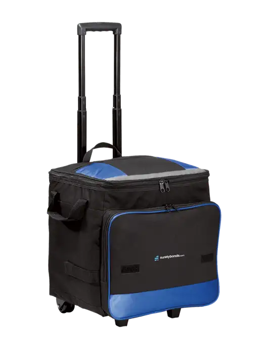 Twilight Blue Rolling Cooler w/SuretyBonds.com Logo