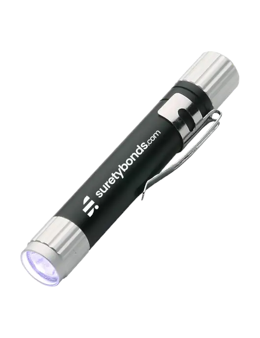 Black Aluminum LED Penlight w/SuretyBonds.com Logo