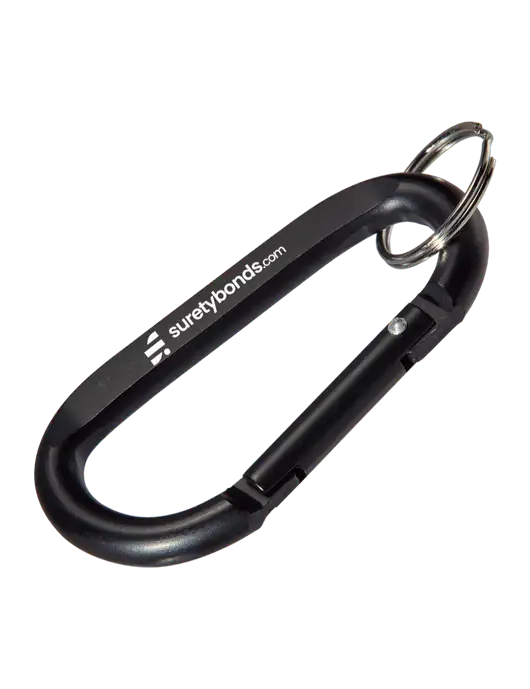 Black Carabiner & Key Ring w/SuretyBonds.com Logo