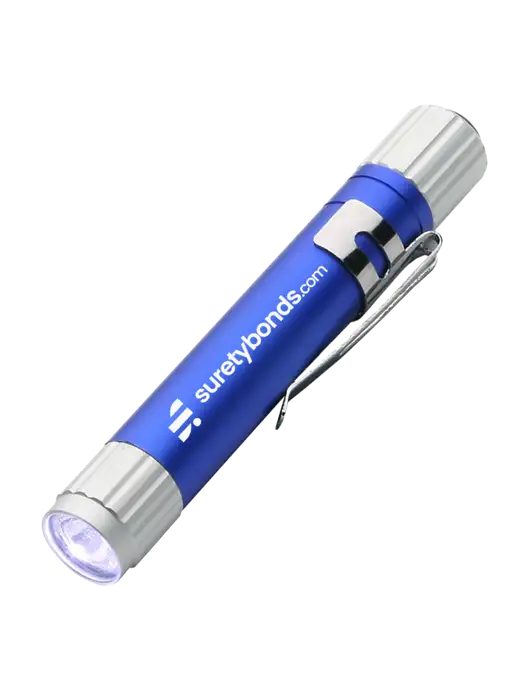 Blue Aluminum LED Penlight w/SuretyBonds.com Logo