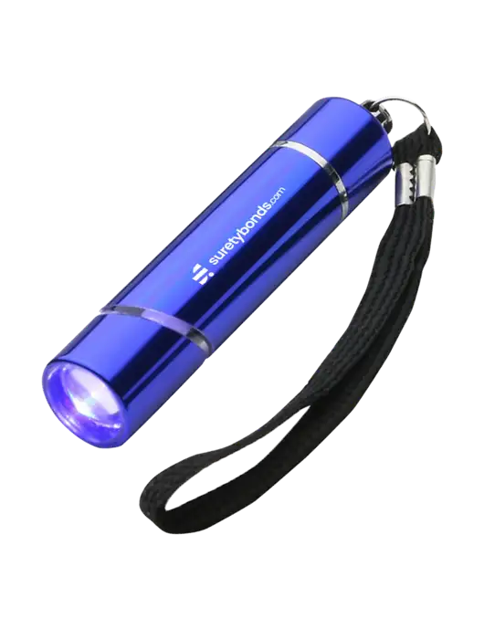 Blue Aluminum Scope LED Flashlight w/SuretyBonds.com Logo