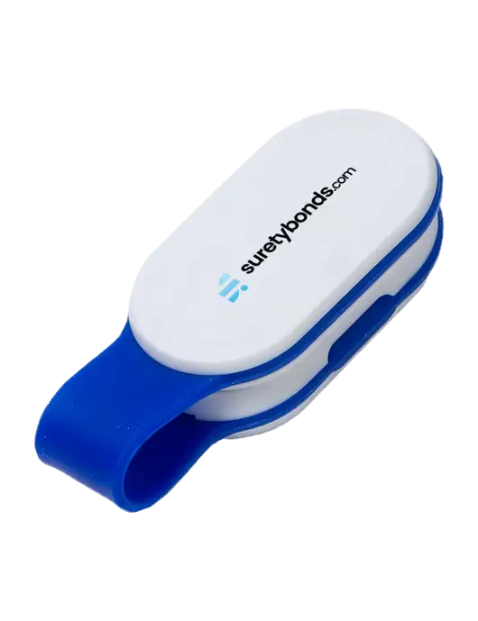 Magna Clip Blue Personal Safety Light w/SuretyBonds.com Logo