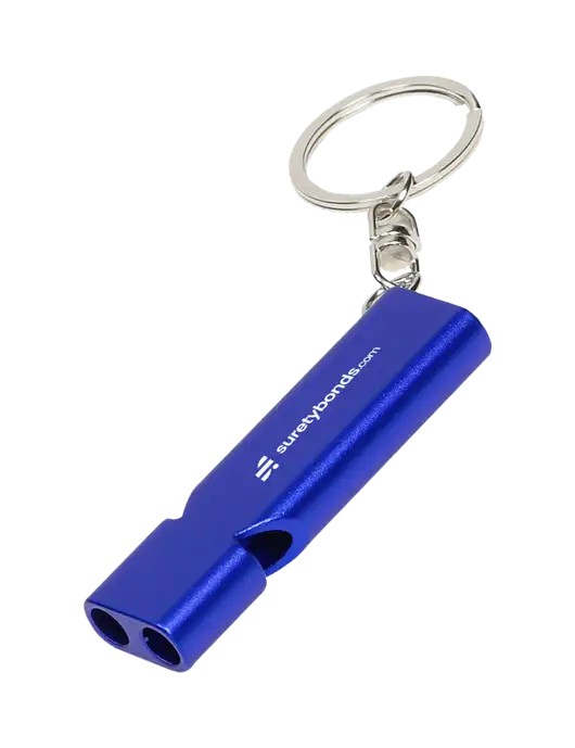 Quick Alert Blue Safety Whistle w/SuretyBonds.com Logo