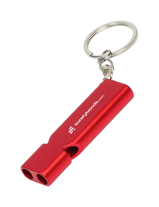 Quick Alert Red Safety Whistle w/SuretyBonds.com Logo