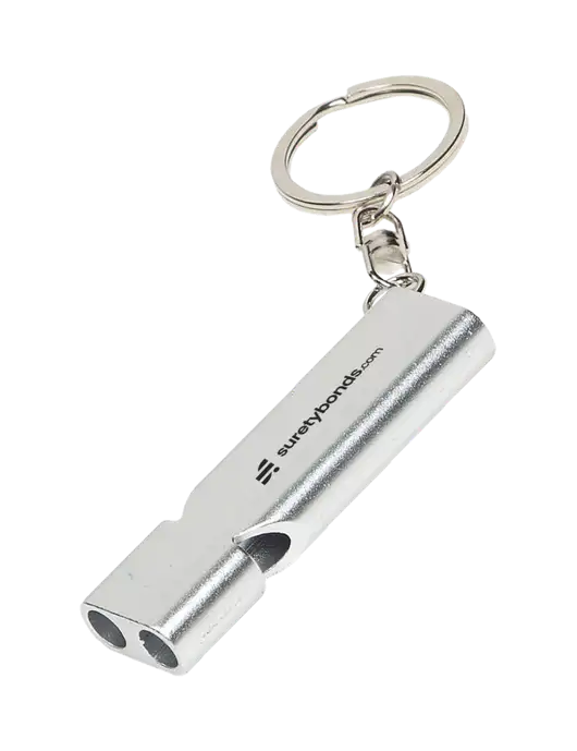 Quick Alert Silver Safety Whistle w/SuretyBonds.com Logo