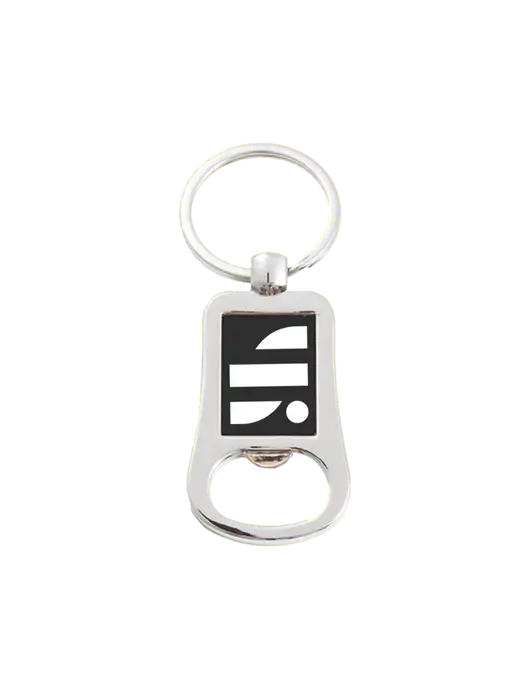 Silver & Black Bottle Opener Keychain w/SuretyBonds.com Icon Logo