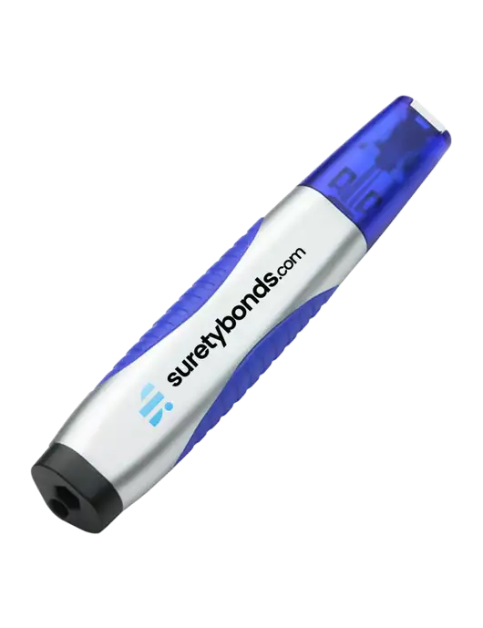 Silver/Blue Level Light Screwdriver Pen w/SuretyBonds.com Logo